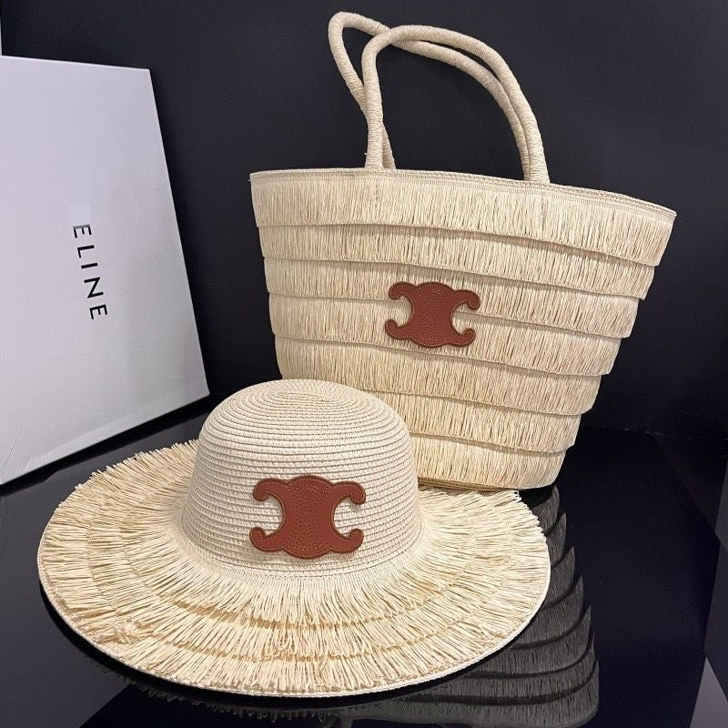 Chapeau et sac de plage Céline